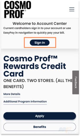 Cardmember Benefits. . Cosmo prof credit card login